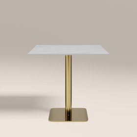 Kinsley 2 Seat Square Cafe Table | White Marble & Brass