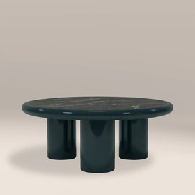 Carson Round Coffee Table | Emerald Green Marble & High Gloss Emerald Green