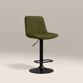 Barker Adjustable Stool | Olive Green Sustainable Velvet & Black