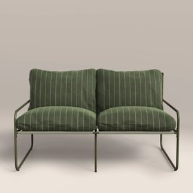 Harris 2 Seater Garden Sofa |  Moss Green Stripe & Moss Green