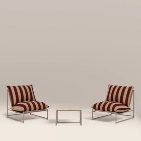 Enzo Garden Bistro Lounge Set | Rust Red Stripe & Taupe