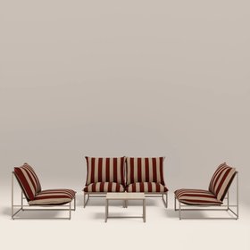 Enzo Garden Sofa Set | Rust Red Stripe & Taupe