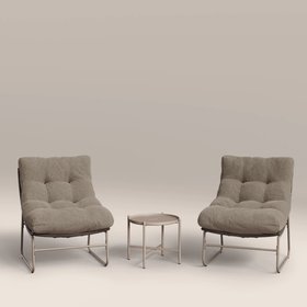 Odessa Garden Bistro Lounge Set | Natural Boucle & Taupe