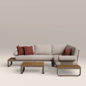 Milo Garden Corner Sofa Set | Natural & Taupe