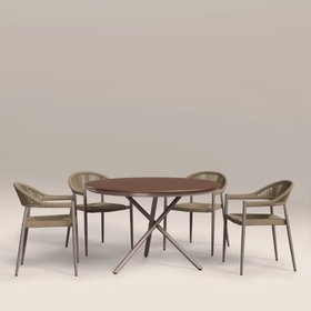 Tullio 4 Seat Garden Dining Set | Walnut & Natural