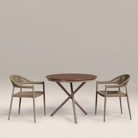 Tullio 2 Seat Garden Bistro Set | Walnut & Natural