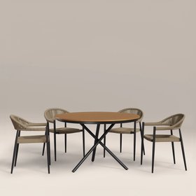 Tullio 4 Seat Garden Dining Set | Oak & Beige