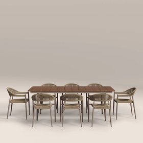 Lorenzo 8 Seat Garden Dining Set | Walnut & Natural