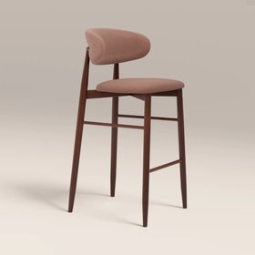 Halston Bar Stool | Blush Pink Sustainable Velvet & Walnut