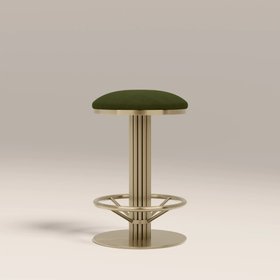 Rafferty Swivel Kitchen Stool | Olive Green Sustainable Velvet & Brass