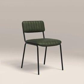 Weston Stackable Dining Chair | Vintage Green Faux Leather & Black