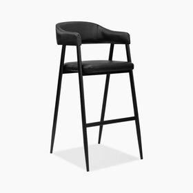 Presley Bar Stool | Vintage Black Faux Leather & Black