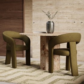 Bellamy Carver Dining Chair | Moss Green Sustainable Mohair Velvet