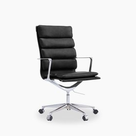 Urma High Back Office Chair | Black Faux Leather & Chrome