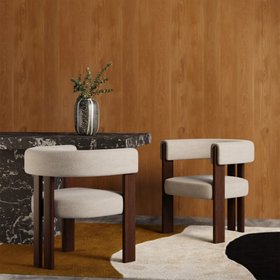 Cassius Carver Dining Chair | Speckled Stone Sustainable Boucle & Walnut