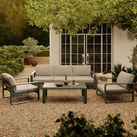 Dante Garden Sofa Set | Cream & Moss Green