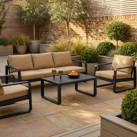 Dante Garden Sofa Set | Beige & Charcoal Black