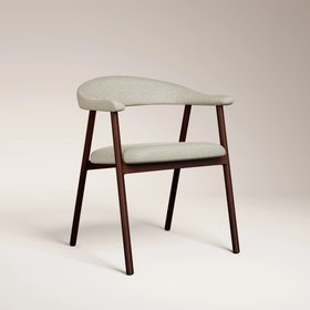 Monroe Carver Dining Chair | Speckled Stone Sustainable Boucle & Walnut