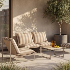 Enzo Garden Sofa Set | Natural Stripe & Taupe
