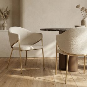 Luca Carver Dining Chair | Speckled Stone Sustainable Boucle & Brass