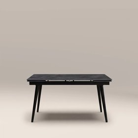 Marsala 4-8 Seat Rectangle Extendable Dining Table | Grey Sintered Stone & Black