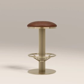 Rafferty Swivel Bar Stool | Vintage Tan Faux Leather & Brass