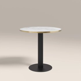 Rafferty 2 Seat Round Cafe Table | White Marble Effect & Black