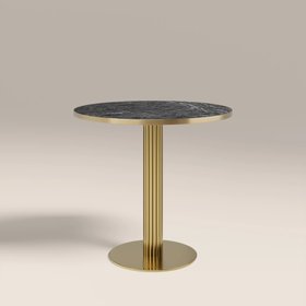 Rafferty 2 Seat Round Cafe Table | Black Marble Effect & Brass