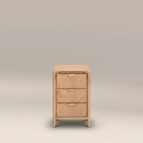 Winslow Small 3 Drawer Rectangle Wooden Bedside Table | Natural