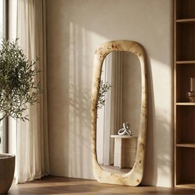 Arco Rectangle Full Length Mirror, 180 x 80 cm | Natural Burl Wood