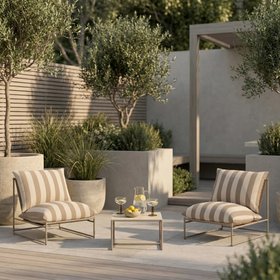 Enzo Garden Bistro Lounge Set | Natural Stripe & Taupe
