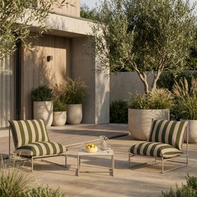 Enzo Garden Bistro Lounge Set | Moss Green Stripe & Taupe