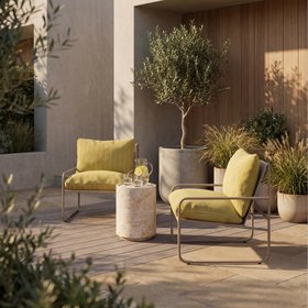 Harris Garden Armchair Set |  Butter Yellow Stripe & Taupe