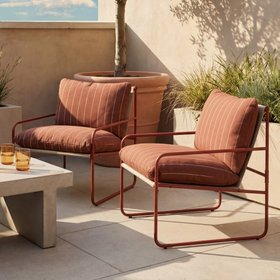 Harris Garden Armchair Set |  Rust Red Stripe & Red