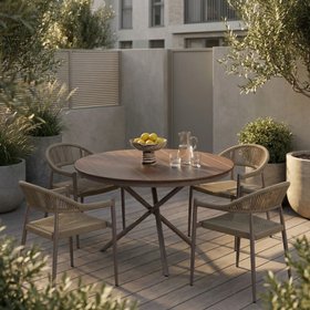 Tullio 4 Seat Garden Dining Set | Walnut & Natural