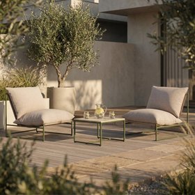 Enzo Garden Bistro Lounge Set | Natural  & Moss Green