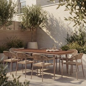 Lorenzo 8 Seat Garden Dining Set | Walnut & Natural
