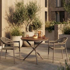 Tullio 2 Seat Garden Bistro Set | Walnut & Natural