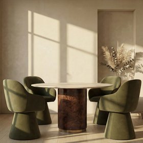 Herman Swivel Carver Dining Chair | Moss Green Sustainable Mohair Velvet