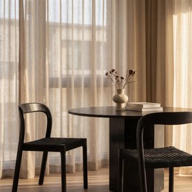 Madeleine Stackable Wooden Dining Chair | Black Weave & Black
