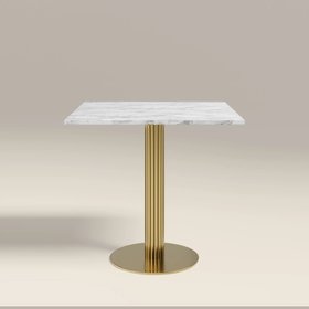 Rafferty 2 Seat Square Cafe Table  | White Marble & Brass