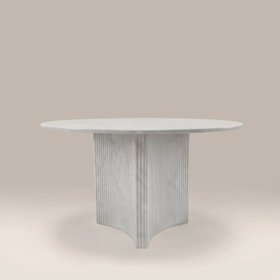 Jace 4 Seat Round Dining Table | White Carrara Honed Marble Effect Stone