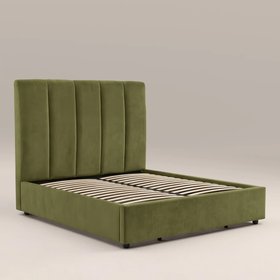 Aela Storage Ottoman King Bed | Olive Green