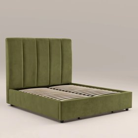 Aela Storage Ottoman Super King Bed | Olive Green