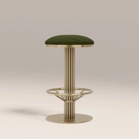Rafferty Swivel Bar Stool | Olive Green Sustainable Velvet & Brass
