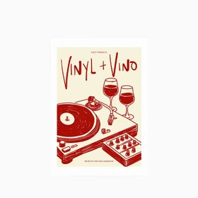 Vinyl & Vino Graphic Print