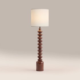 Blake Floor Lamp | Natural Linen & High Gloss Burgundy