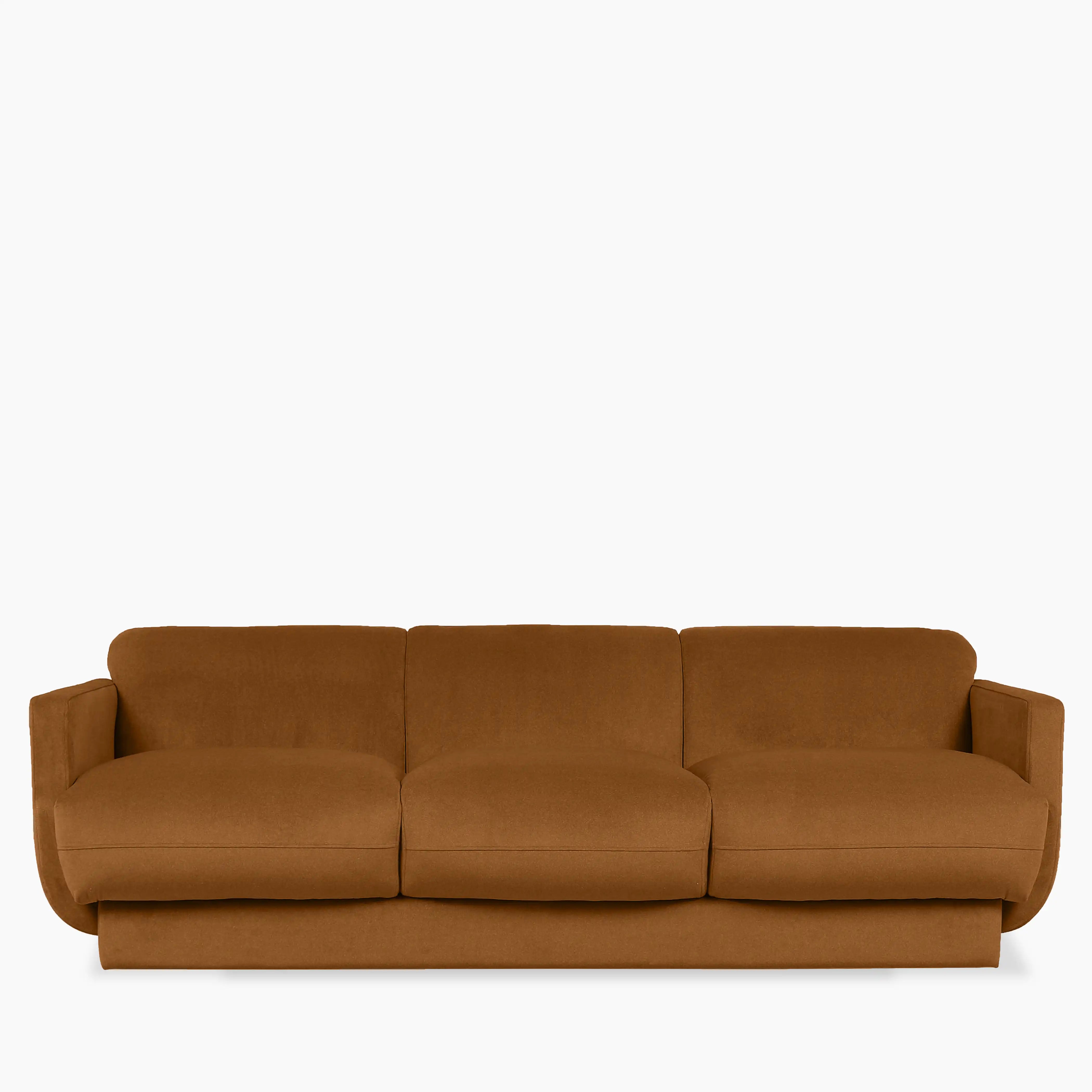 Connick 3 Seater Sofa | Caramel Brown Sustainable Mohair Velvet