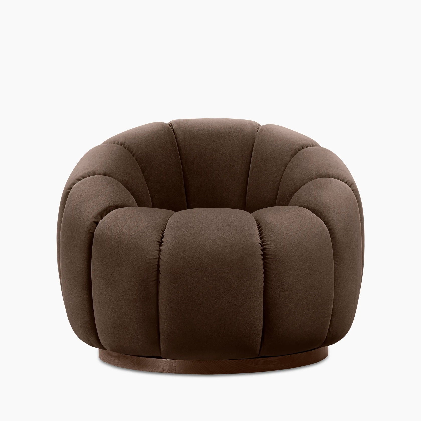 Ivy Swivel Armchair | Mocha Brown Velvet & Walnut