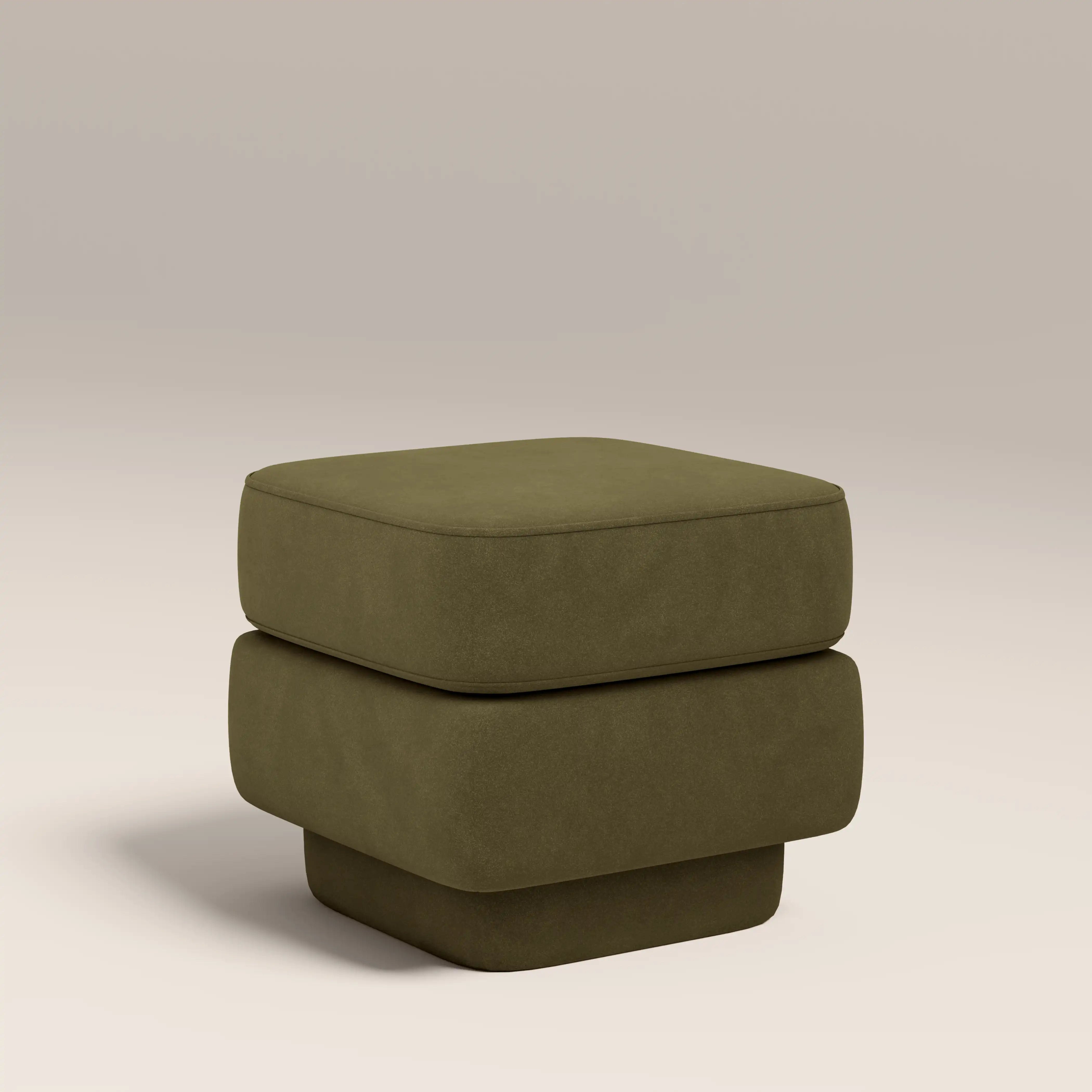 Ava Pouffe | Moss Green Sustainable Mohair Velvet